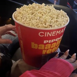 a carton of popcorn